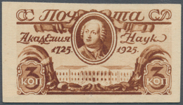 Sowjetunion: 1925, Michail Lomonosov 3kop. Bistre, Imperforate Proof In Issued Design And Colour On - Lettres & Documents