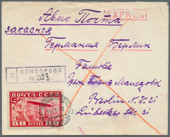 Sowjetunion: 1930, 80 K Carmine Zeppelin, Perf. 10 1/2, Single Franking On Registered Express Cover - Briefe U. Dokumente