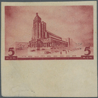Sowjetunion: 1937 Architecture Of Moscow Unperforated 5 Kop. Stamp, Light Folded At Left Bottom Corn - Lettres & Documents
