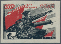 Sowjetunion: 1938, Red Army 1rbl. "Chapayev/Pejka" IMPERFORATE, Mint Original Gum With Slight Offset - Lettres & Documents