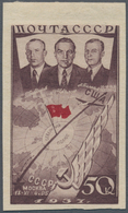 Sowjetunion: 1938, 1st Transpolar Flight 50kop. Purple/red IMPERFORATE, Mint Original Gum Previously - Briefe U. Dokumente