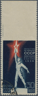 Sowjetunion: 1939, World Exhibition 30kop. Blackish Blue/red, Top Marginal Copy IMPERFFORATE AT TOP, - Covers & Documents