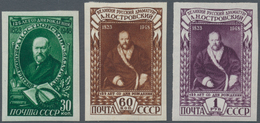 Sowjetunion: 1948, Alexander Ostrovsky IMPERFORATE, Complete Set Of Three Values, Unmounted Mint. Ce - Lettres & Documents