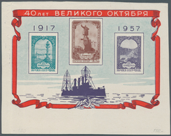 Sowjetunion: 1957 40 Years October Revolution Oversized (150x120mm) Block Without Gum And Some Imper - Lettres & Documents