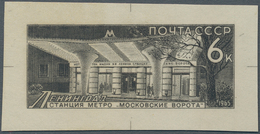 Sowjetunion: 1965, 6 Kop. Metro Station "Moscow Gate", Imperf. Proof In Black On Ungummed Paper, Iss - Covers & Documents