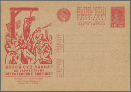Sowjetunion - Ganzsachen: 1931, Picture Postcard Propaganda Against Lynch Law, US-flag, Man At Gallo - Non Classés