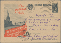 Sowjetunion - Ganzsachen: 1945/7, 9 Picture Postcards Of The 6th Regular Issue Propaganda Stalin Vie - Non Classés