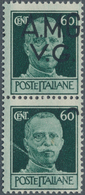 Triest - Julisch-Venetien (A.M.G.V.G.): 1945/47: 60 Cent. Green, Vertical Pair, Lower Stamp Without - Ongebruikt