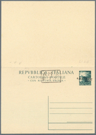 Triest - Zone A - Ganzsachen: 1948: 15 L + 15 L Green Double Postal Stationery Card With Manual Over - Marcophilia