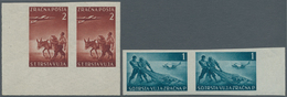 Triest - Zone B: 1949, 1 And 2 Lj Airmail Stamps Mnh As Imperforated Margin Pairs- Sassone 2.500,- - Mint/hinged