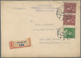 Tschechoslowakei - Besonderheiten: 1932, 50 H Green And 2 X 3 Kc Brown "M.Tyrs", Mixed Franking On R - Other & Unclassified