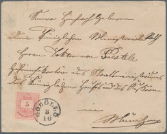 Ungarn: 1877, 5k. Rose, Single Franking On Cover From "GÖDÖLÖ 8/10" To Munich With Comprehensive Sub - Covers & Documents