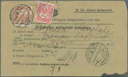 Ungarn: 1916, 10 F Rose/black And 30 F Brown-orange/black "Turul", Tied By Cds SÁTORALJAÚJHELY, 16.O - Lettres & Documents