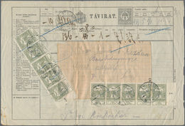 Ungarn: 1915. Telegram 2f With Additional Franking 2 Times Strips Of Five 6f+2f Help For Flood Victi - Lettres & Documents