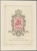 Ungarn: 1939, 32 F Olive-grey/carmine "Bethlen Gabor" Souvenir Sheet, Engraved PROOF On Card Paper, - Lettres & Documents