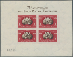 Ungarn: 1950, Postfrischer Ungezähnter Block "75 Jahre Weltpostverein" (Mi. E. 600.-) - Lettres & Documents