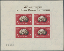 Ungarn: 1950, Postfrischer Ungezähnter Block "75 Jahre Weltpostverein" (Mi. E. 600.-) - Covers & Documents