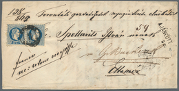 Ungarn - Stempel: 1869 (14.11.), Faltbrief Mit Vs. Waagr. Paar Österreich 10 Kr. Blau 'grober Druck' - Postmark Collection