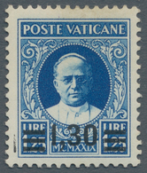 Vatikan: 1934, 1,30 L On 1,25 L Blue Provisional Definitive, Second Printing, Surcharge With Additio - Neufs