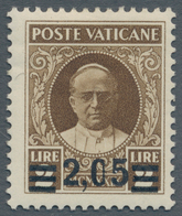 Vatikan: 1934, 2,05 L On 2 L Sepia Provisional Definitive, With Variety "number '0' In The Surcharge - Neufs
