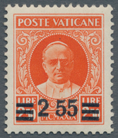 Vatikan: 1934, 2,55 L On 2,50 L Orange-red Provisional Definitive, With Variety "missing Comma Betwe - Unused Stamps