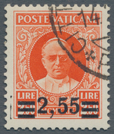 Vatikan: 1934, 2,55 L On 2,50 L Orange-red Provisional Definitive, Second Printing, Surcharge With A - Ungebraucht