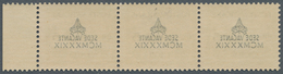 Vatikan: 1939, 5 C Brown/rose Sede Vacante, Horizontal Strip Of 3, Each Stamp With Distinct Overprin - Neufs