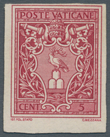 Vatikan: 1940, 5 C Carmine Definitive, IMPERFORATED, VF Mint Never Hinged Condition. Certificate Cil - Neufs