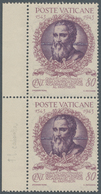 Vatikan: 1944, 80 C Mauve/violet "academy Of Arts", Vertical Pair From Left Margin With INVERTED Wat - Neufs