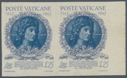 Vatikan: 1944, 1,25 Lire Blue/violet "academy Of Arts", IMPERFORATED Horizontal Pair From Right Shee - Ongebruikt