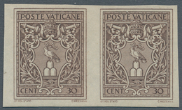 Vatikan: 1945, 30 C Brown, Imperforated Horizontal Pair. VF Mint Never Hinged Condition, Expert Sign - Neufs