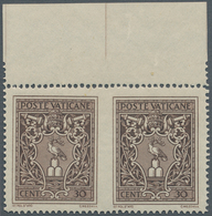 Vatikan: 1945, 30 C Brown, Horizontal Pair From Upper Margin With Vertically Imperforated Center, VF - Ongebruikt