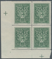 Vatikan: 1945, 50 C Green, Block Of 4 From Lower Left Corner, Left Stamps With Imperforated Left Mar - Ongebruikt