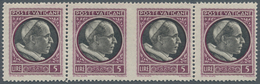 Vatikan: 1945, 5 L Lilac/black, Horizontal Strip Of 4 With Vertically Imperforated Center Between 2n - Neufs