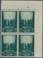 Vatikan: 1945, 1 L Deep Green "war Victims Relief", Block Of 4 From Upper Right Corner, Right Pair W - Ungebraucht