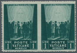 Vatikan: 1945, 1 L Deep Green "war Victims Relief", Horizontal Pair With Vertically Imperforated Cen - Unused Stamps