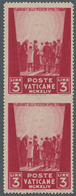 Vatikan: 1945, 3 L Carmine "war Victims Relief", Vertical Pair With Horizontally Imperforated Center - Unused Stamps