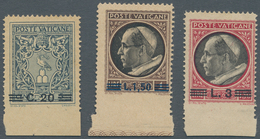 Vatikan: 1945, 20 C On 30 C Slate-grey, 1,50 L On 1 L Brown/black And 3 L On 1,50 L Carmine/black, E - Unused Stamps