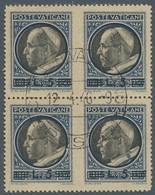 Vatikan: 1945, 5 L On 2,50 L Blue/black, Block Of 4, Both Horizontal Pairs With Vertically Imperfora - Neufs