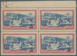 Vatikan: 1945, 6 L On 3,50 L Carmine/blue Express Stamp, Block Of 4 From Upper Margin, Upper Right S - Ungebraucht