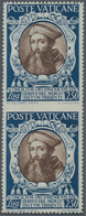 Vatikan: 1946, Cardinal Reginald Pole 2.50l. Blue/brown Vertical Pair IMPERFORATE BETWEEN, MNH And S - Ungebraucht