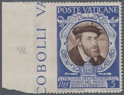 Vatikan: 1946, Emperor Charles V. 5l. Blue/brown From Left Margin IMPERFORATE At Left, MNH And Scarc - Ungebraucht