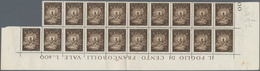 Vatikan: 1947, 4 L Brown Airmail Stamp, Block Of 19 (folded) From Upper Part Of Stamp Sheet With All - Neufs