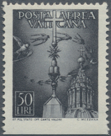 Vatikan: 1947, 50 L Grey-black Airmail Stamp, Horizontally Imperforated At Bottom. VF Mint Never Hin - Neufs