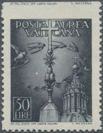 Vatikan: 1947, 50 L Grey-black Airmail Stamp, Horizontally Imperforated At Top, Stamp With Slightly - Neufs