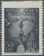 Vatikan: 1947, 50 L Grey-black Airmail Stamp, Horizontally Imperforated, VF Mint Never Hinged Condit - Ungebraucht