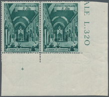 Vatikan: 1949, 8 L Deep Green "basilicas", Horizontal Pair From Lower Right Corner With Imperforated - Ungebraucht