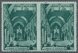 Vatikan: 1949, 8 L Deep Green "basilicas", Horizontal Pair, Vertical Perforation In The Center Stron - Ungebraucht