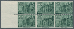 Vatikan: 1949, 13 L Deep Green "basilicas", Vertically Imperforated Block Of 6 From Left Margin. VF - Neufs