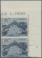 Vatikan: 1949, 40 L Slate Express Stamp "basilicas", Vertical Pair From Upper Right Corner, Upper St - Neufs